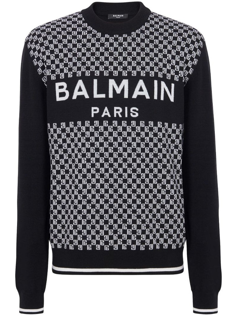 Black Monogram-pattern Wool Sweater