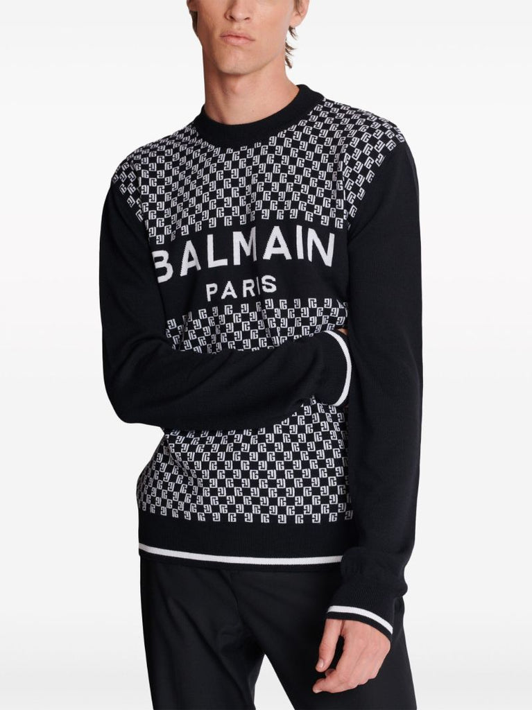 Black Monogram-pattern Wool Sweater