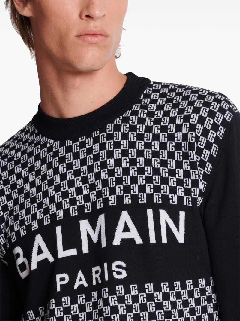 Black Monogram-pattern Wool Sweater