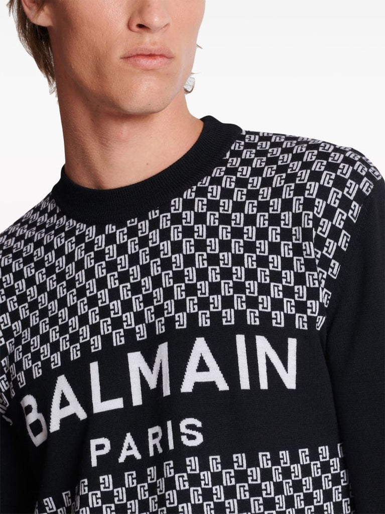 Black Monogram-pattern Wool Sweater