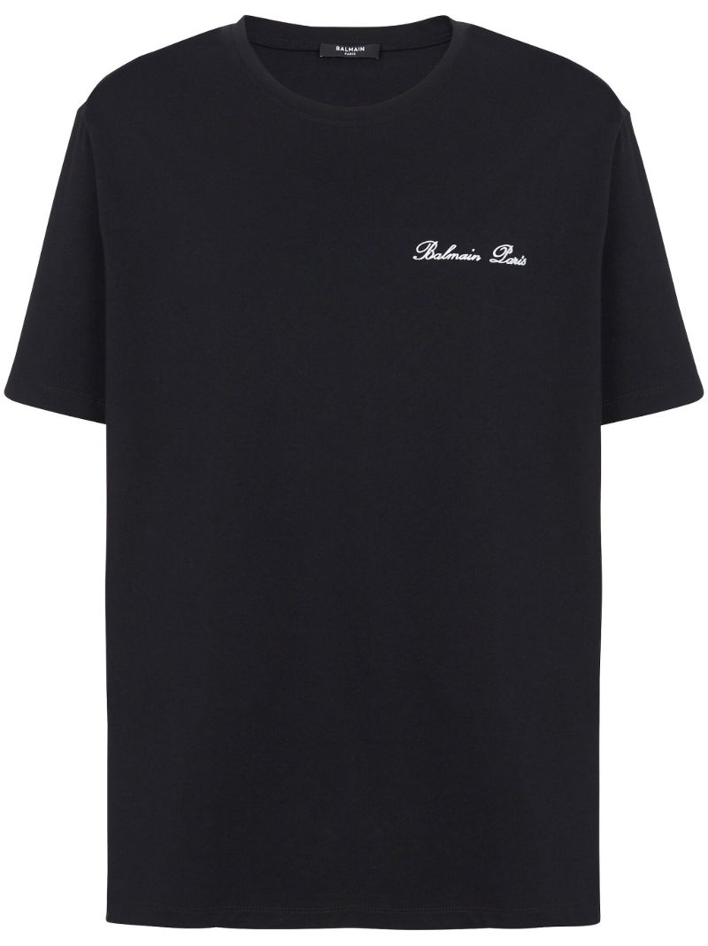 Black Logo-embroidered Cotton T-shirt