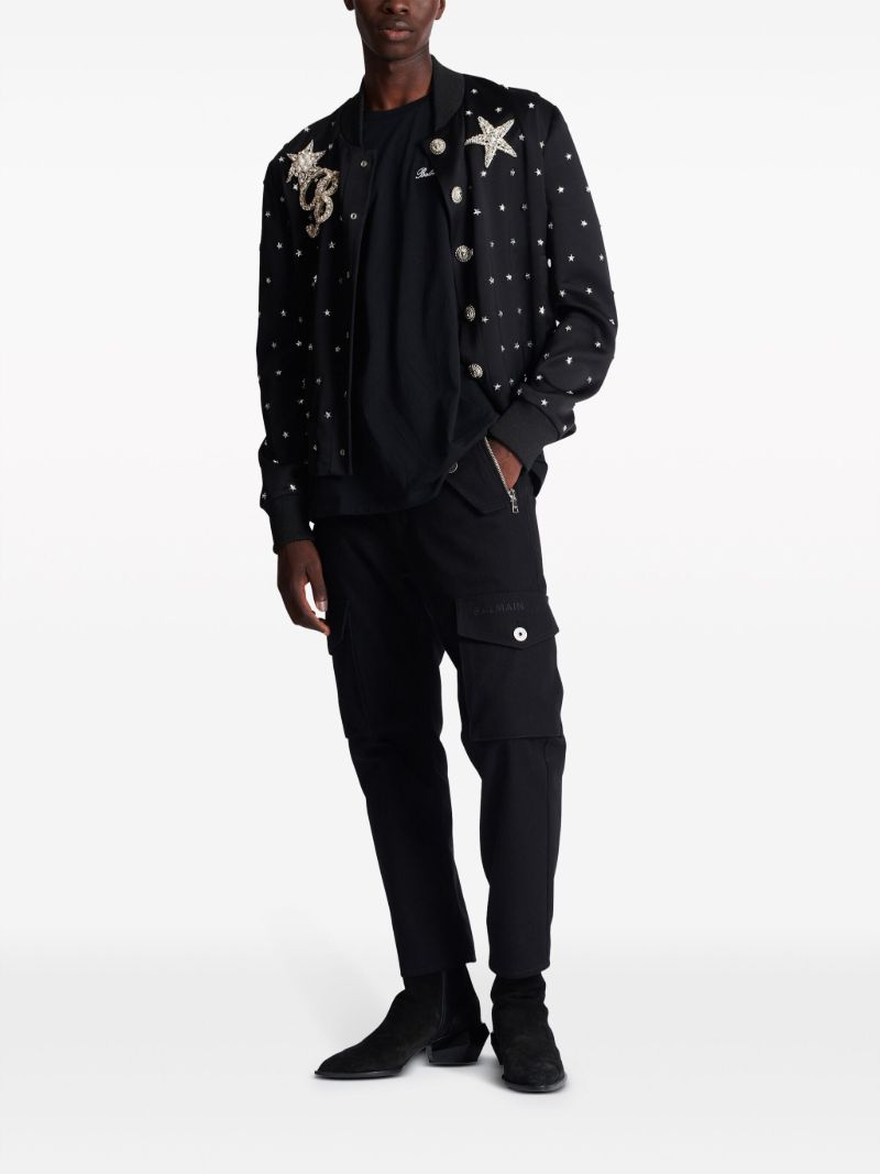Black Logo-embroidered Cotton T-shirt