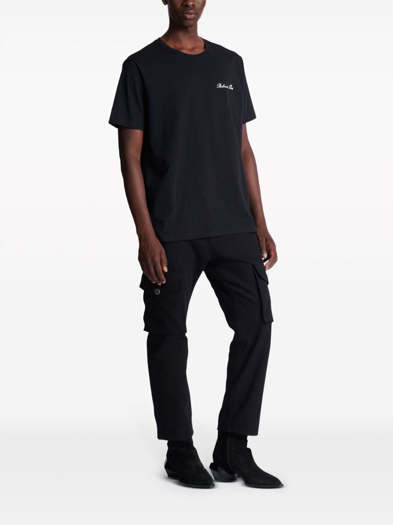 Black Logo-embroidered Cotton T-shirt