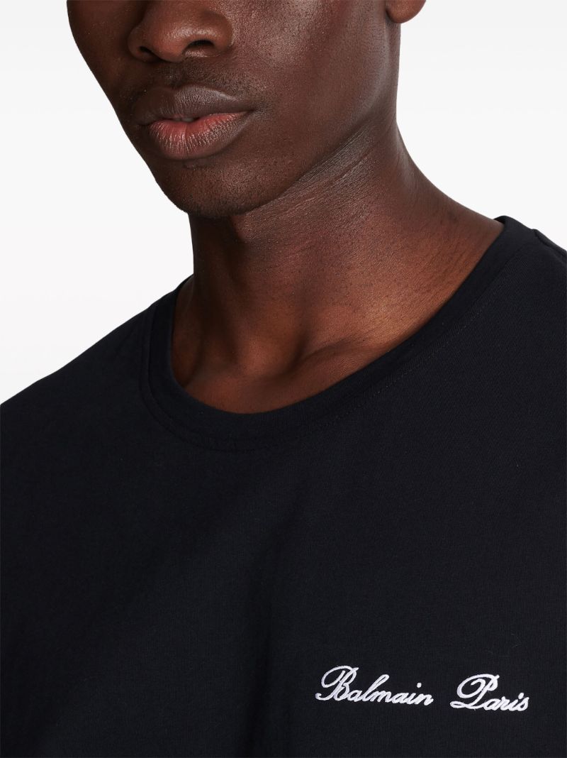 Black Logo-embroidered Cotton T-shirt