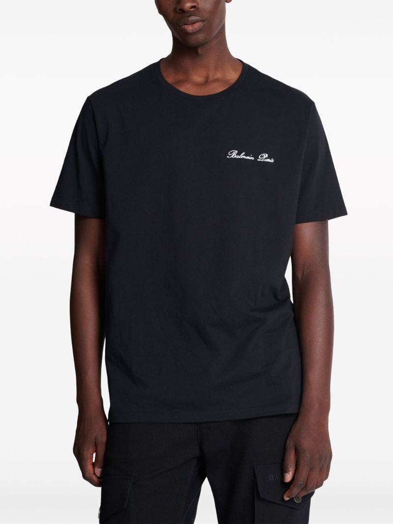 Black Logo-embroidered Cotton T-shirt