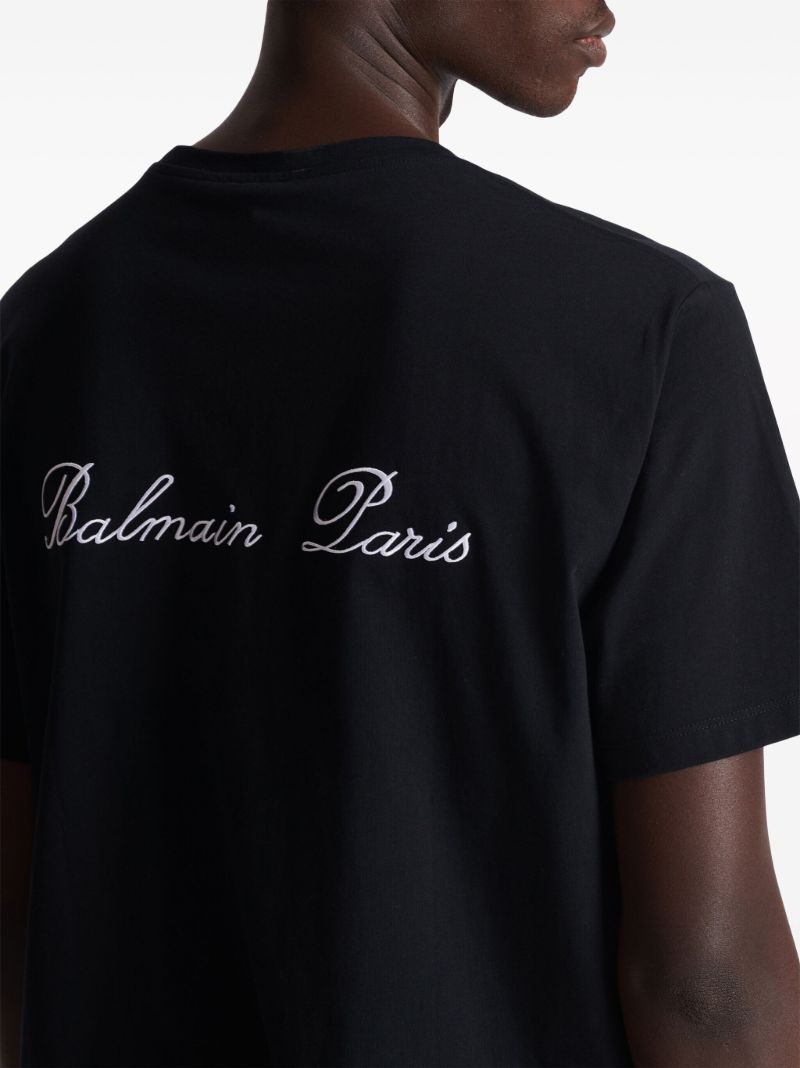 Black Logo-embroidered Cotton T-shirt