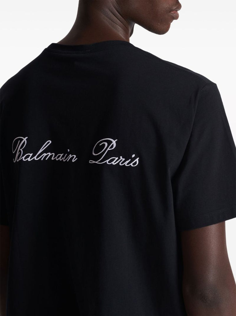 Black Logo-embroidered Cotton T-shirt