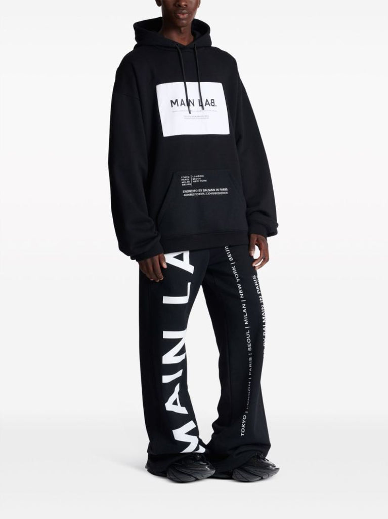 Black Main Lab Panelled Hoodie