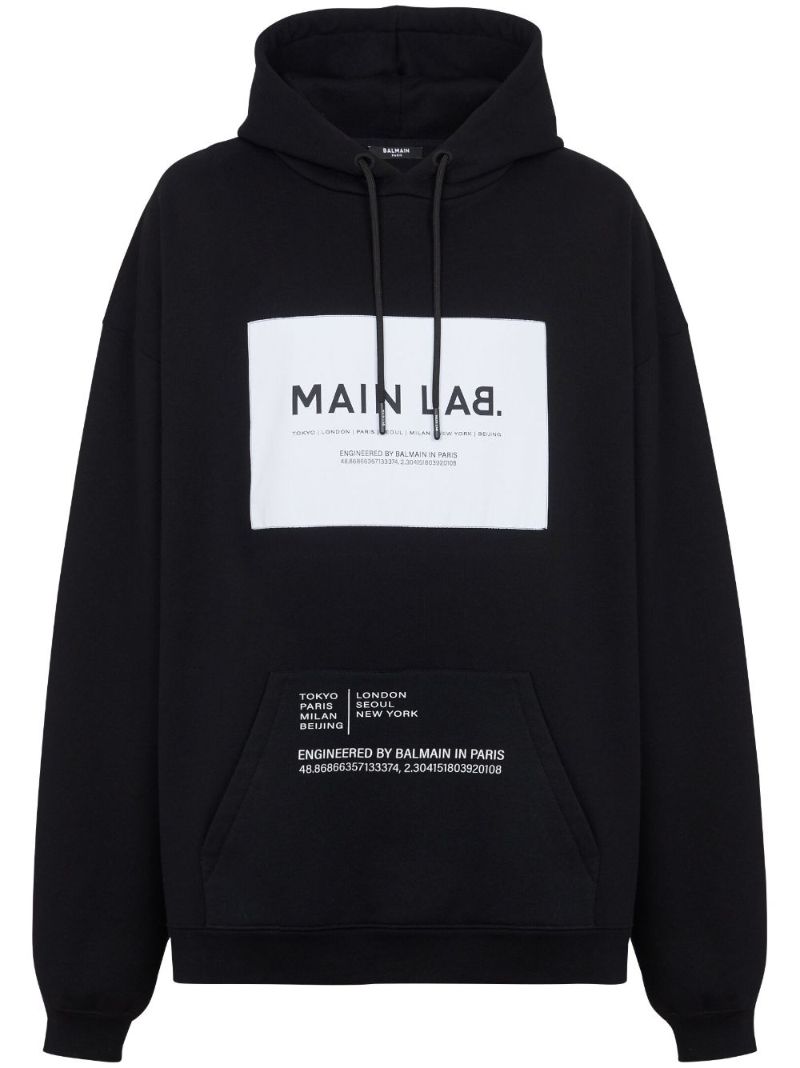 Black Main Lab Panelled Hoodie
