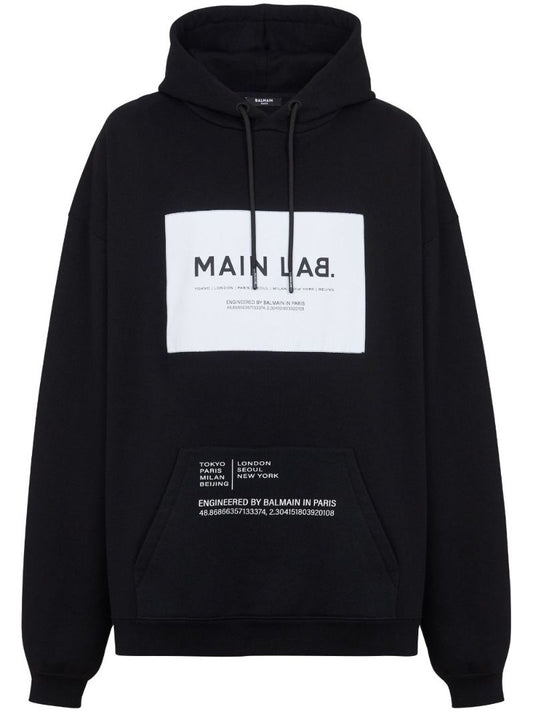 Black Main Lab Panelled Hoodie