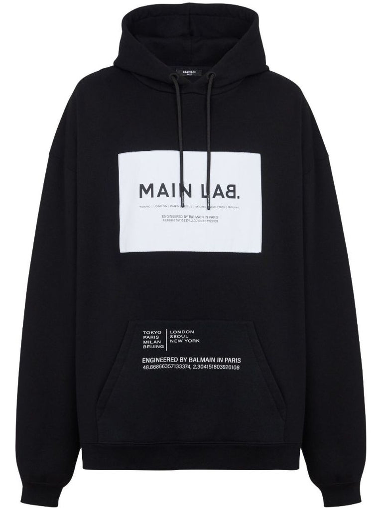 Black Main Lab Panelled Hoodie
