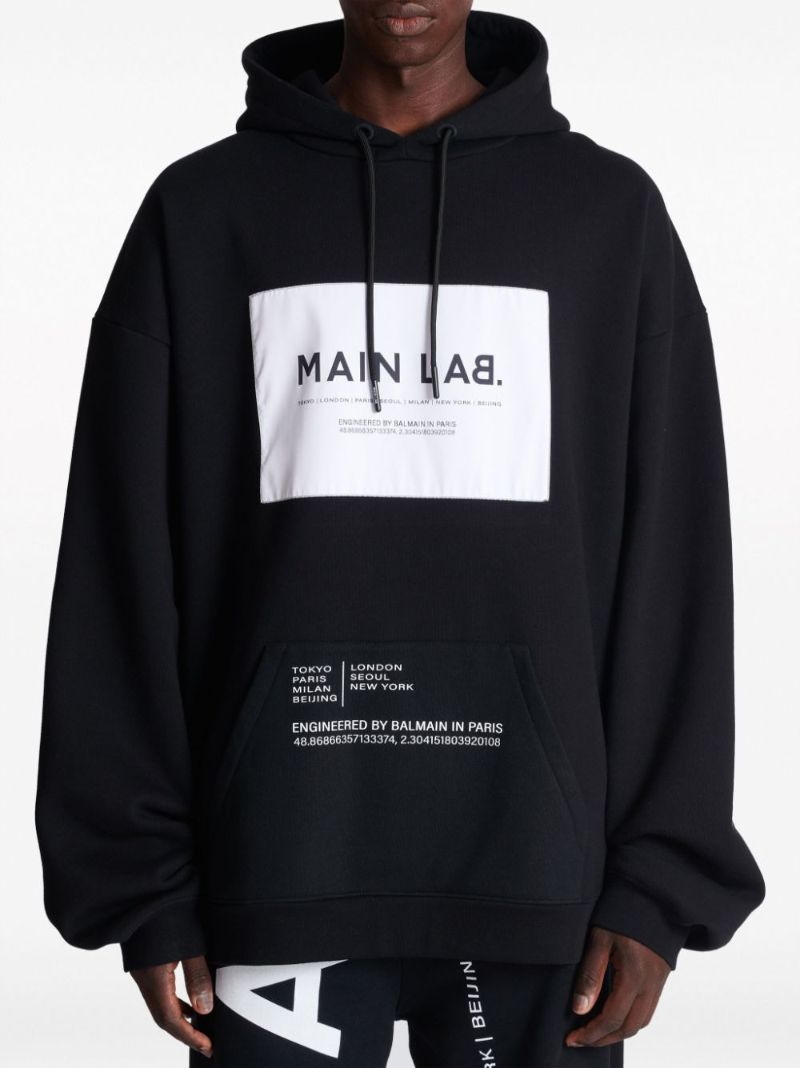 Black Main Lab Panelled Hoodie