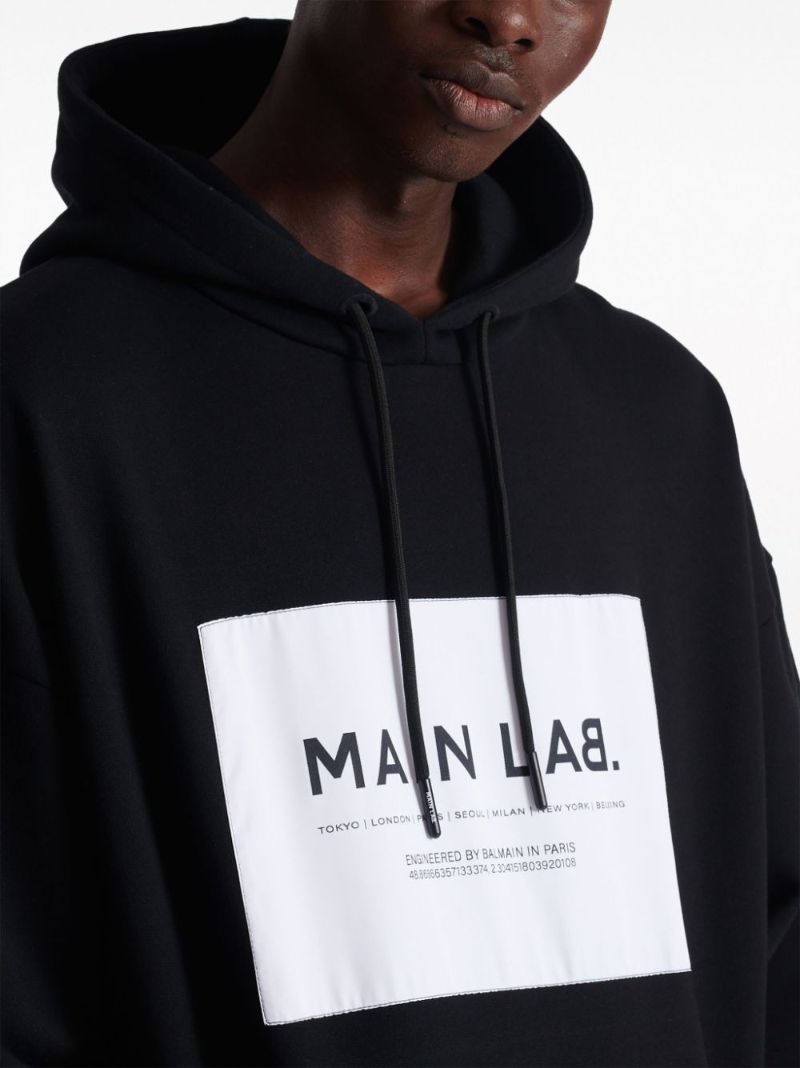 Black Main Lab Panelled Hoodie