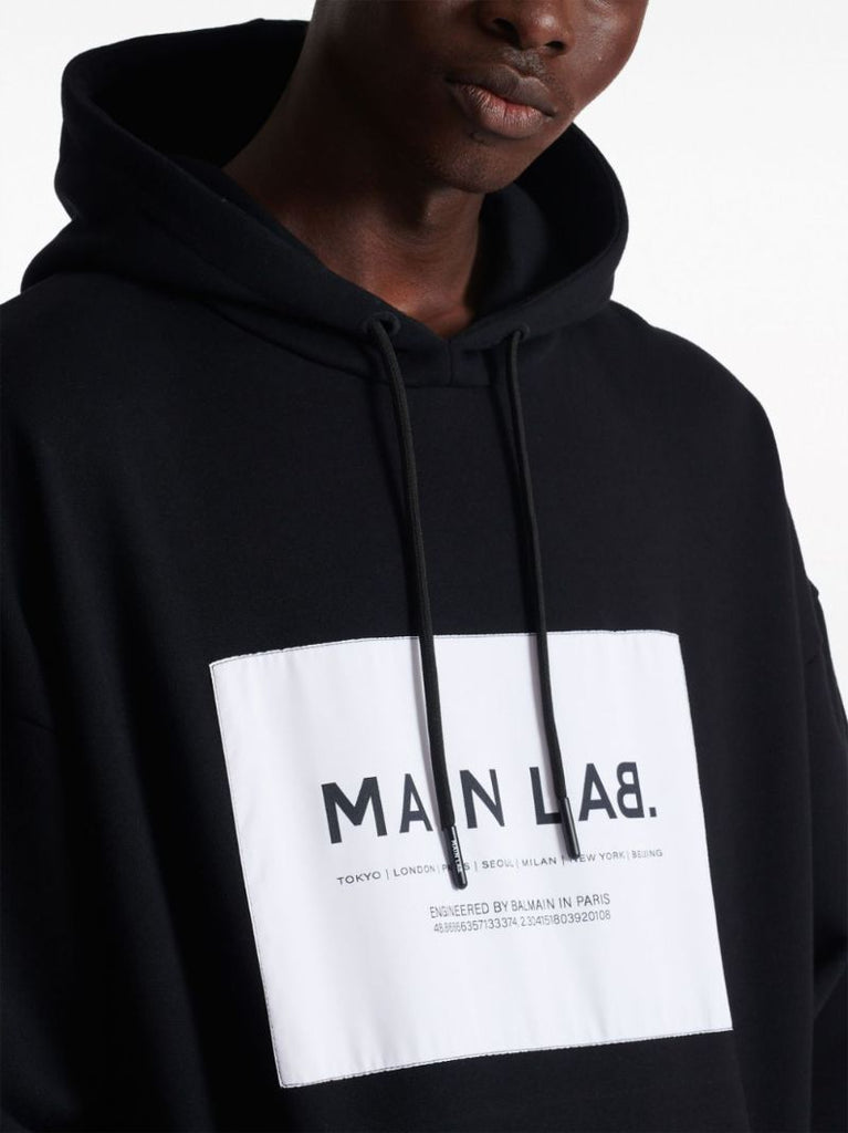 Black Main Lab Panelled Hoodie