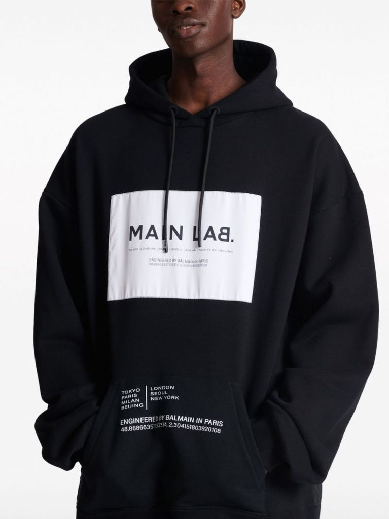 Black Main Lab Panelled Hoodie