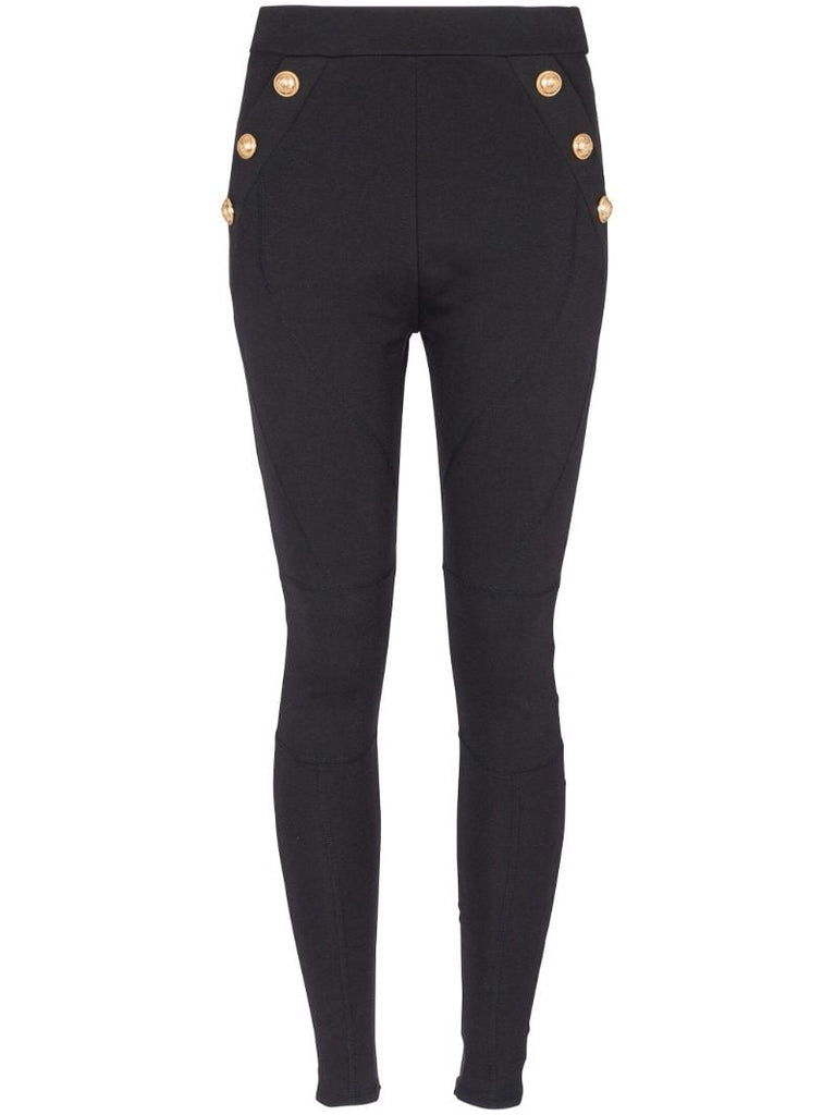 Black Buttoned Knit Leggings