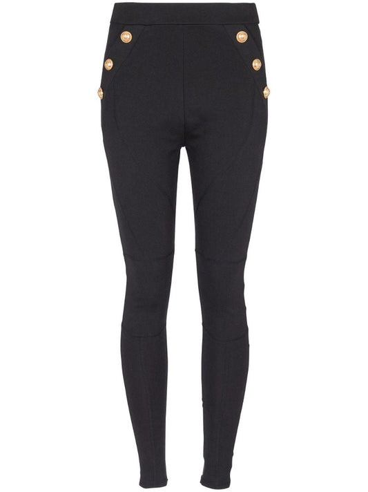 Black Buttoned Knit Leggings
