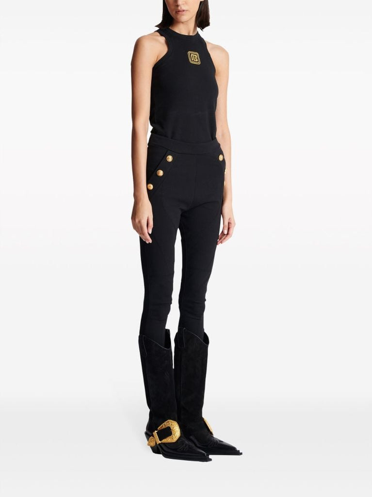 Black Buttoned Knit Leggings
