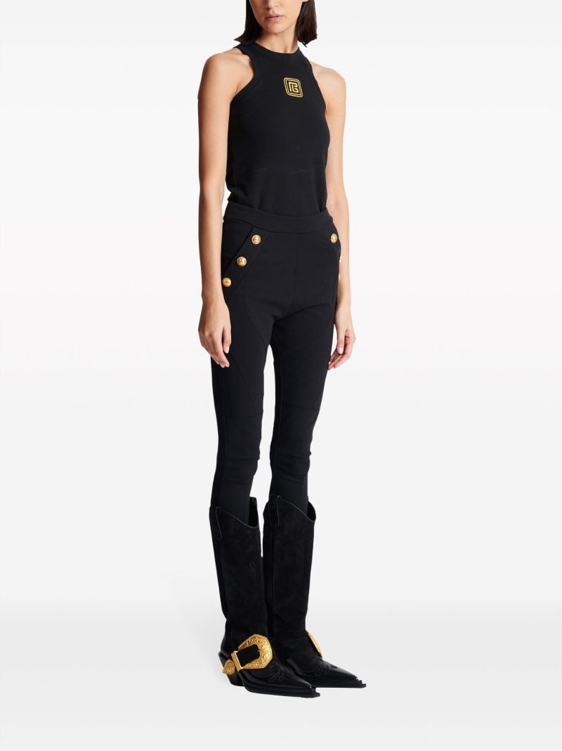 Black Buttoned Knit Leggings