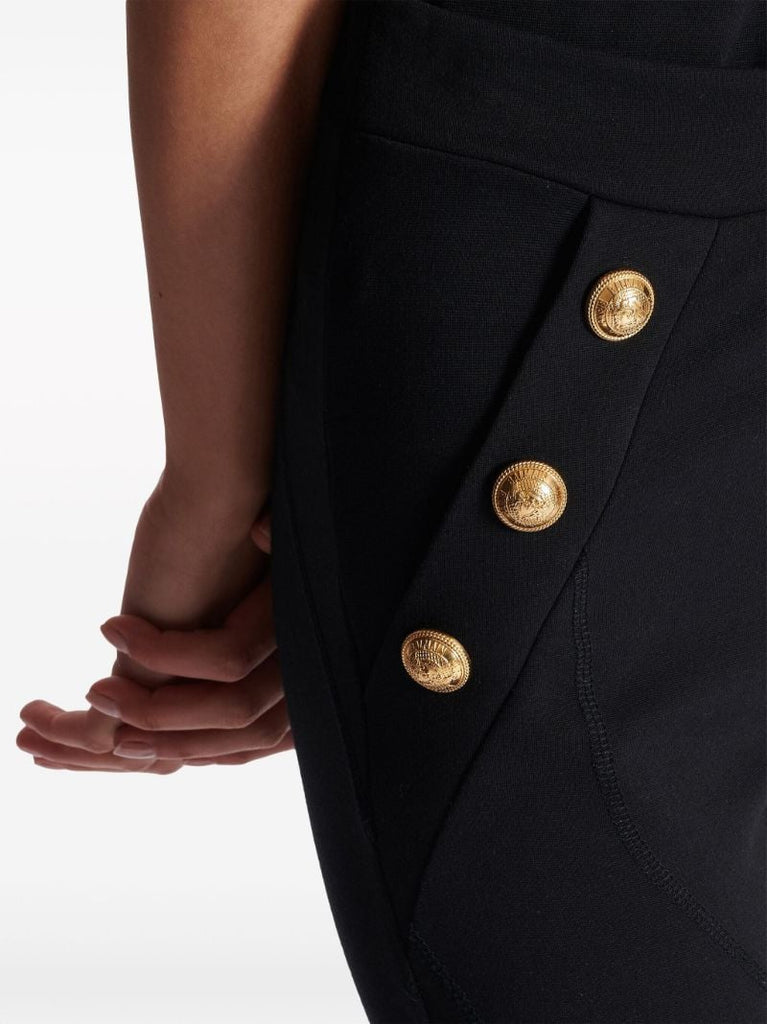 Black Buttoned Knit Leggings