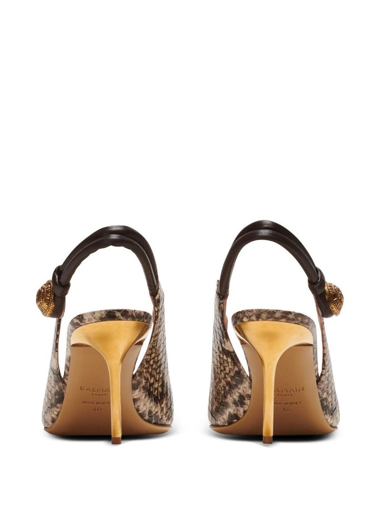Brown Alma 75 Snakeskin-effect Pumps