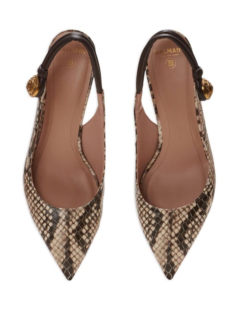 Brown Alma 75 Snakeskin-effect Pumps