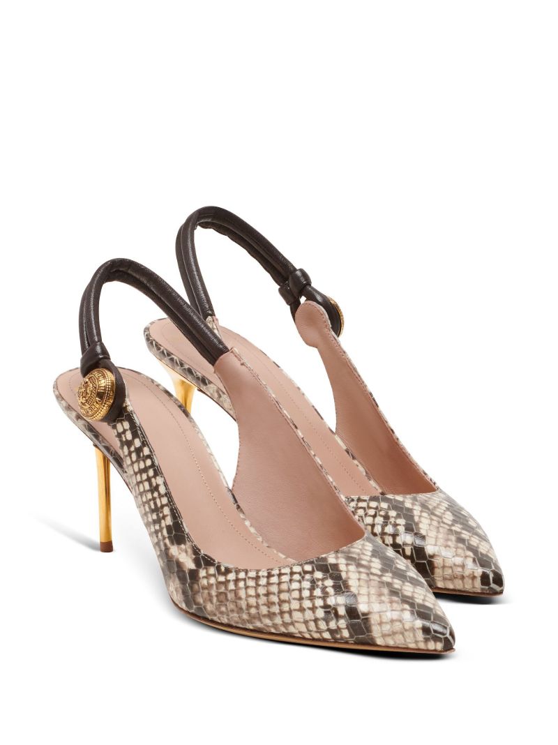 Brown Alma 75 Snakeskin-effect Pumps