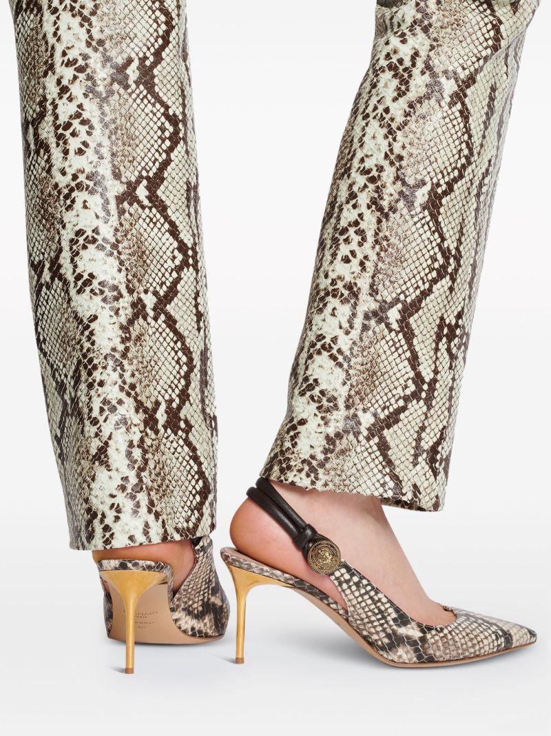 Brown Alma 75 Snakeskin-effect Pumps