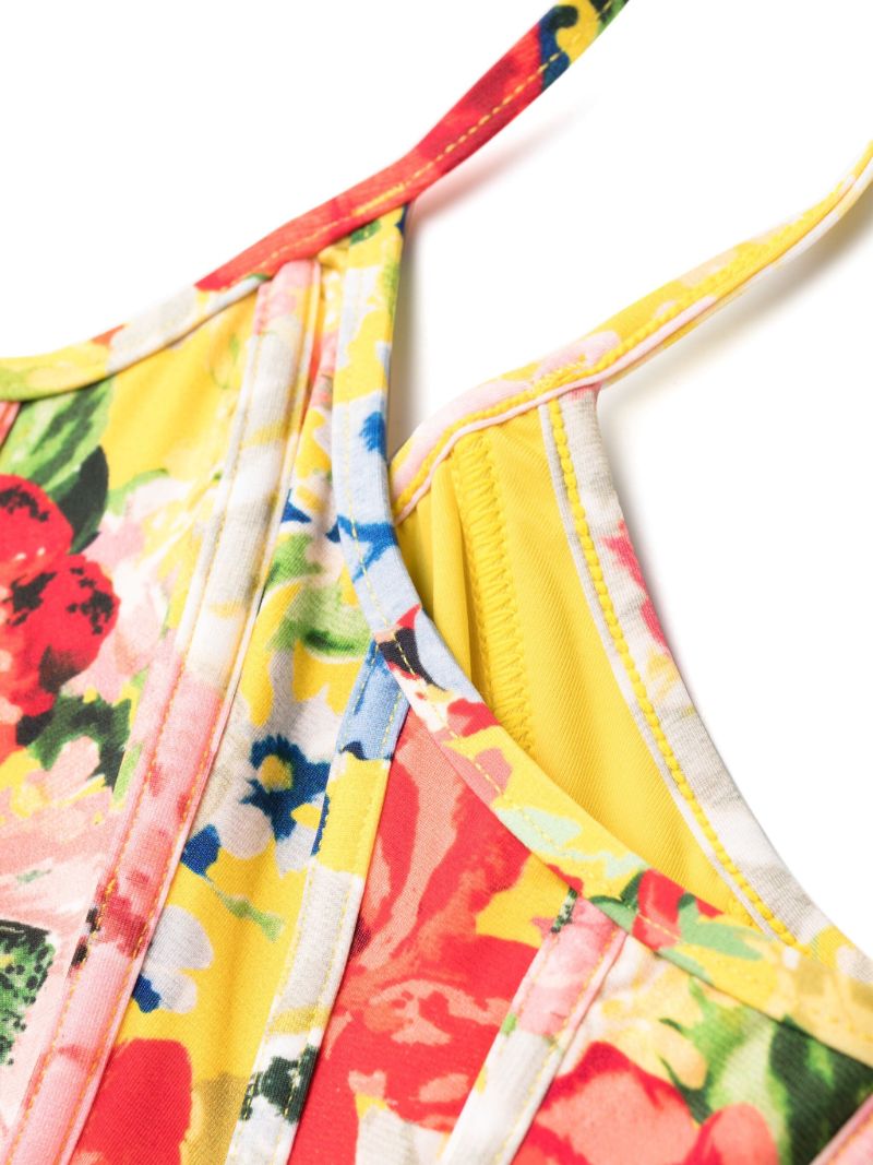 Yellow Alight Floral-print Bikini Set