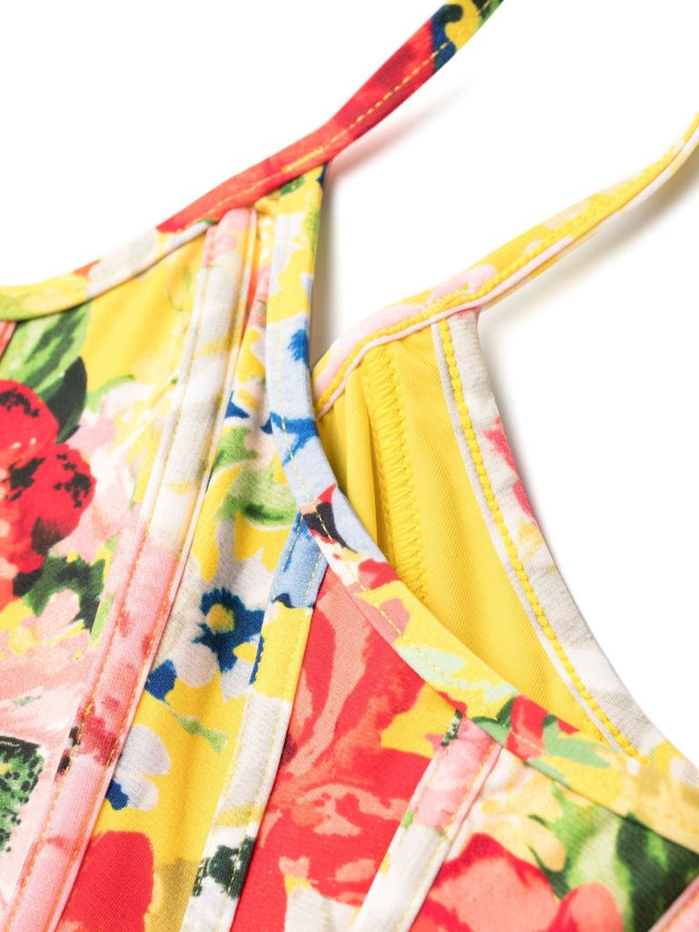 Yellow Alight Floral-print Bikini Set