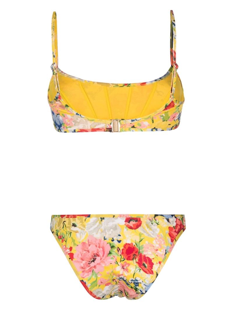 Yellow Alight Floral-print Bikini Set