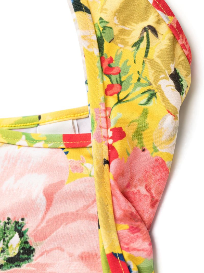 Yellow Alight Floral-print Bikini Set