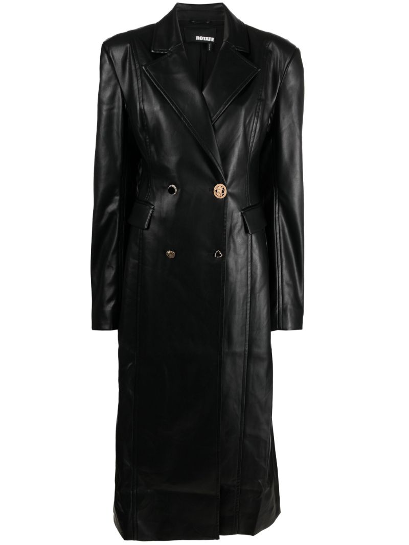 Black Embellished-buttons Double-breasted Coat