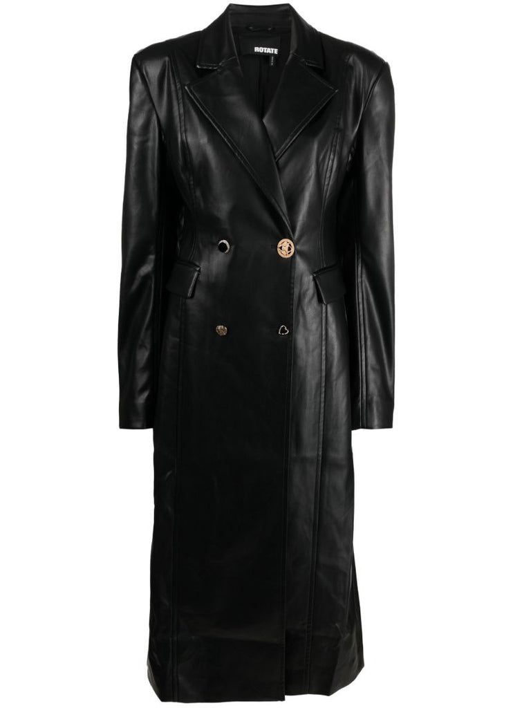 Black Embellished-buttons Double-breasted Coat
