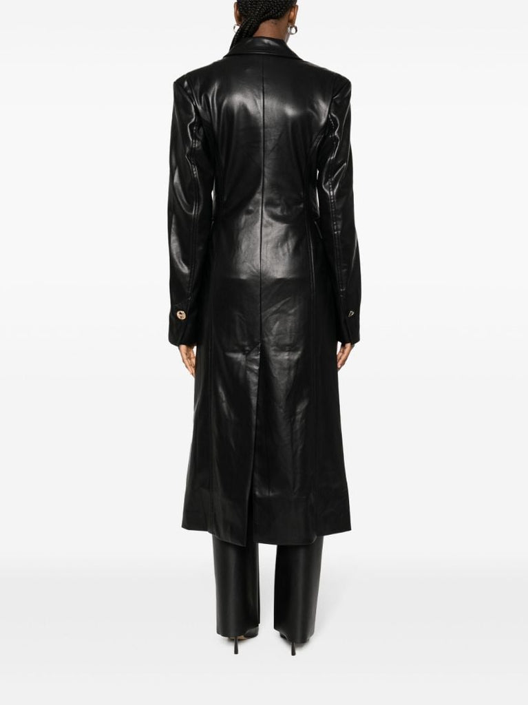 Black Embellished-buttons Double-breasted Coat