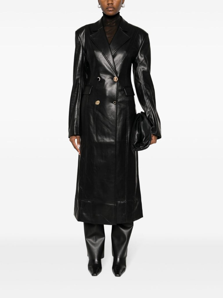 Black Embellished-buttons Double-breasted Coat