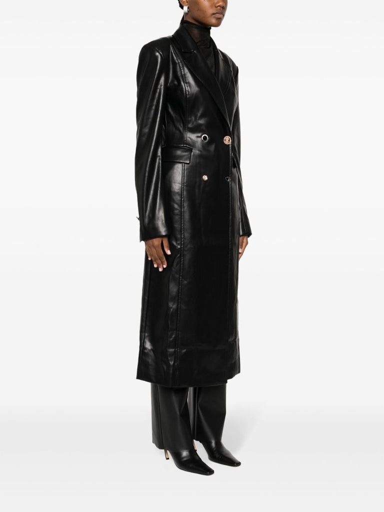 Black Embellished-buttons Double-breasted Coat