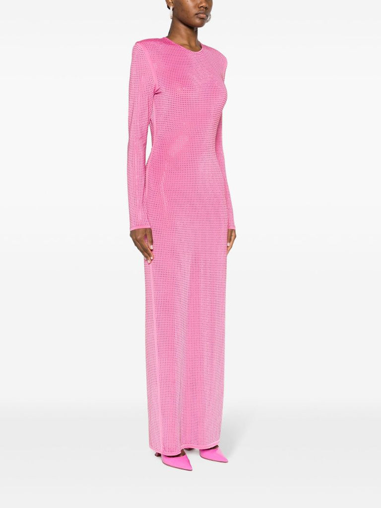 Pink Crystal-embellished Maxi Dress