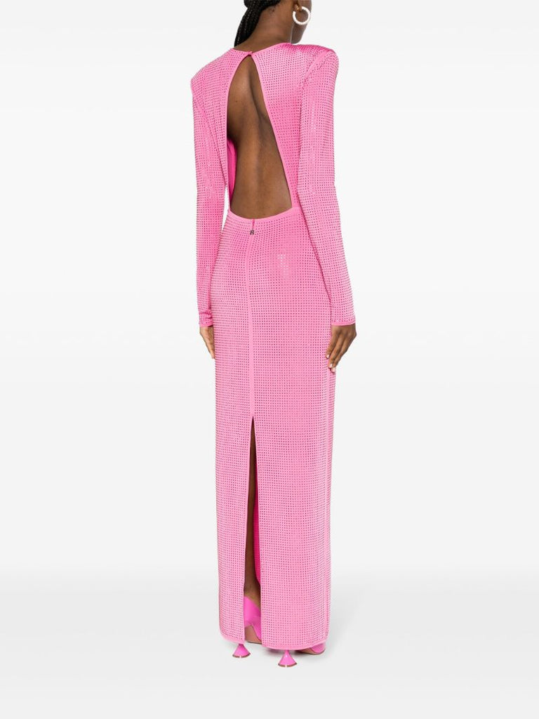 Pink Crystal-embellished Maxi Dress