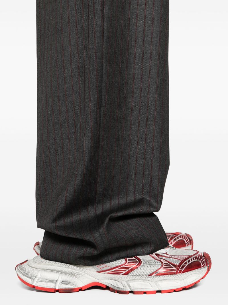 Grey Pinstriped Wool Tailored Trousers
