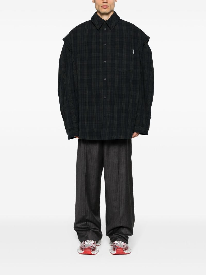 Grey Pinstriped Wool Tailored Trousers