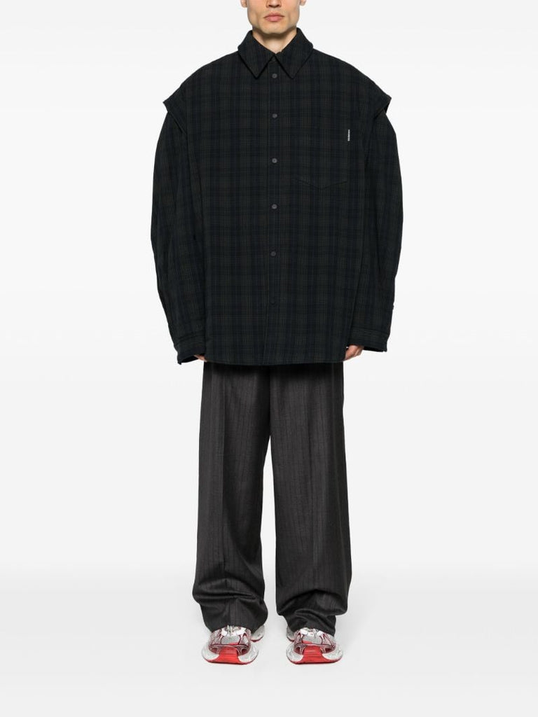 Grey Pinstriped Wool Tailored Trousers