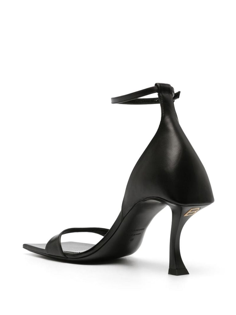 Black Hourglass 100 Leather Sandals
