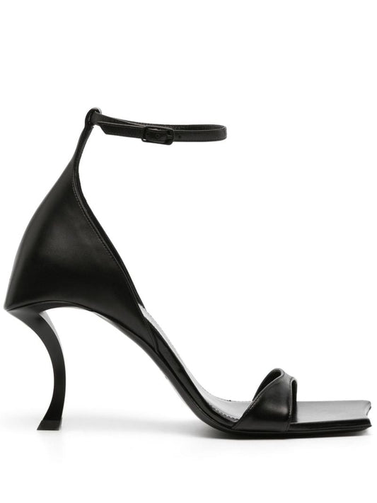 Black Hourglass 100 Leather Sandals