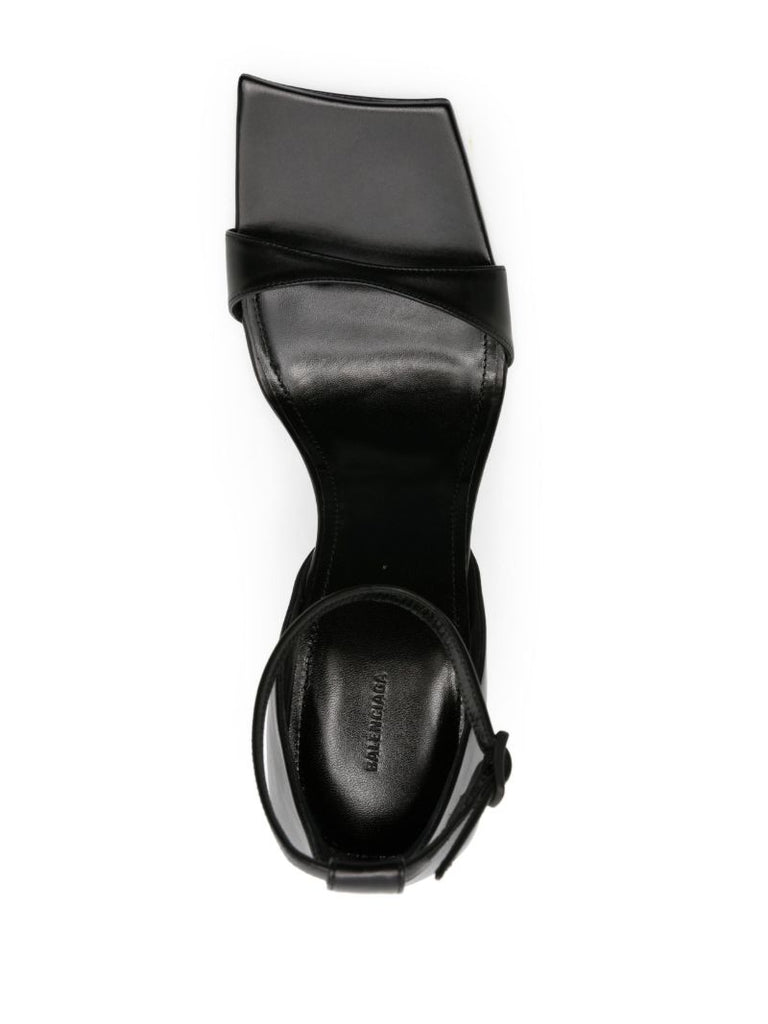 Black Hourglass 100 Leather Sandals