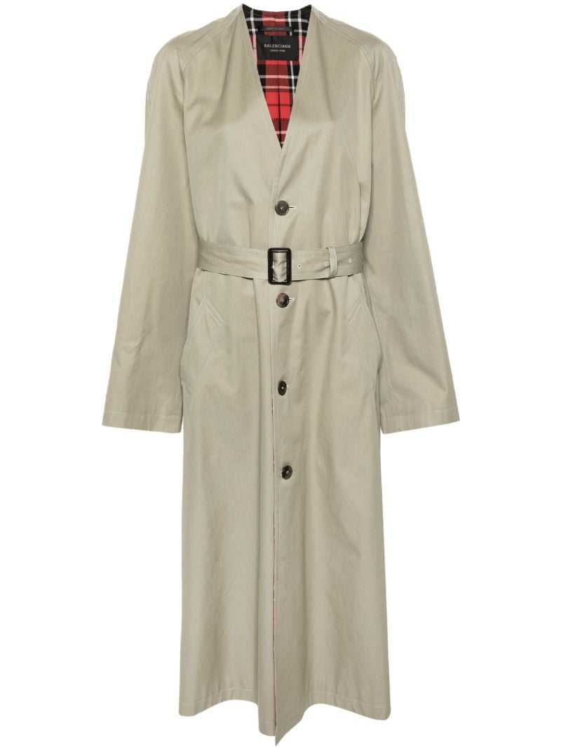 Neutral Belted Cotton Trench Coat