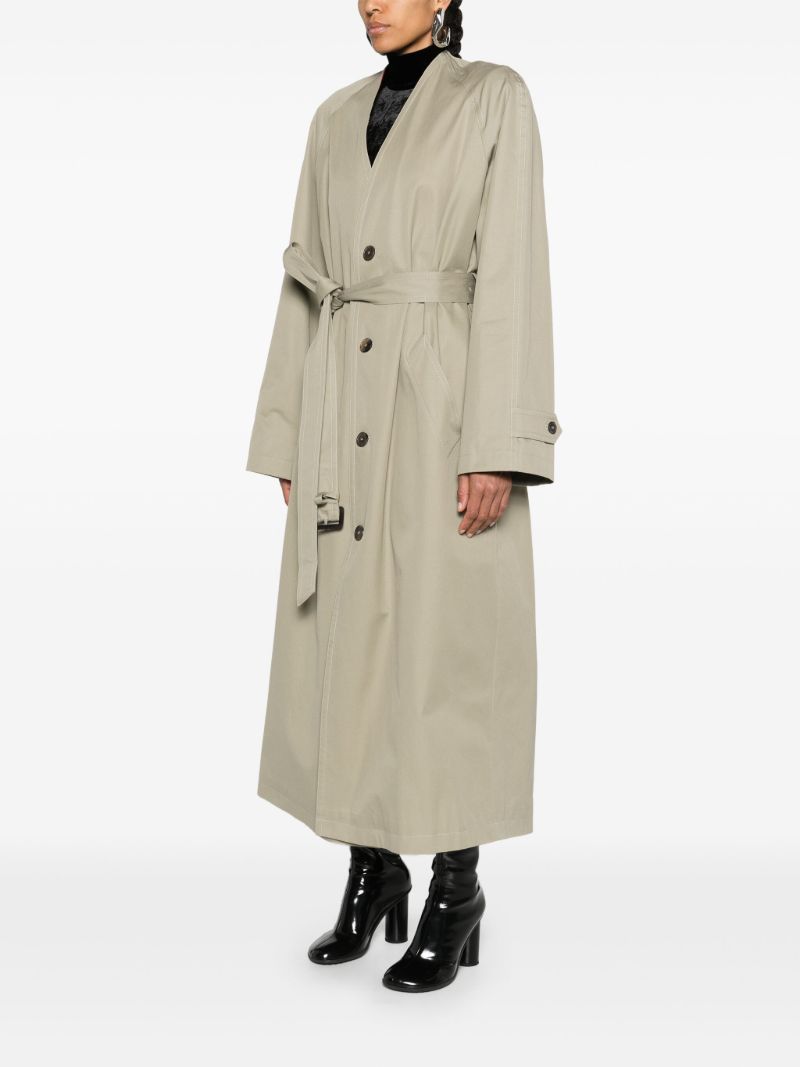 Neutral Belted Cotton Trench Coat