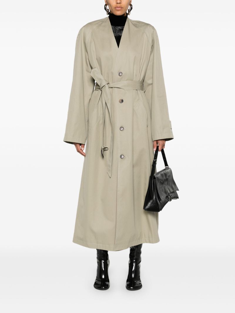 Neutral Belted Cotton Trench Coat