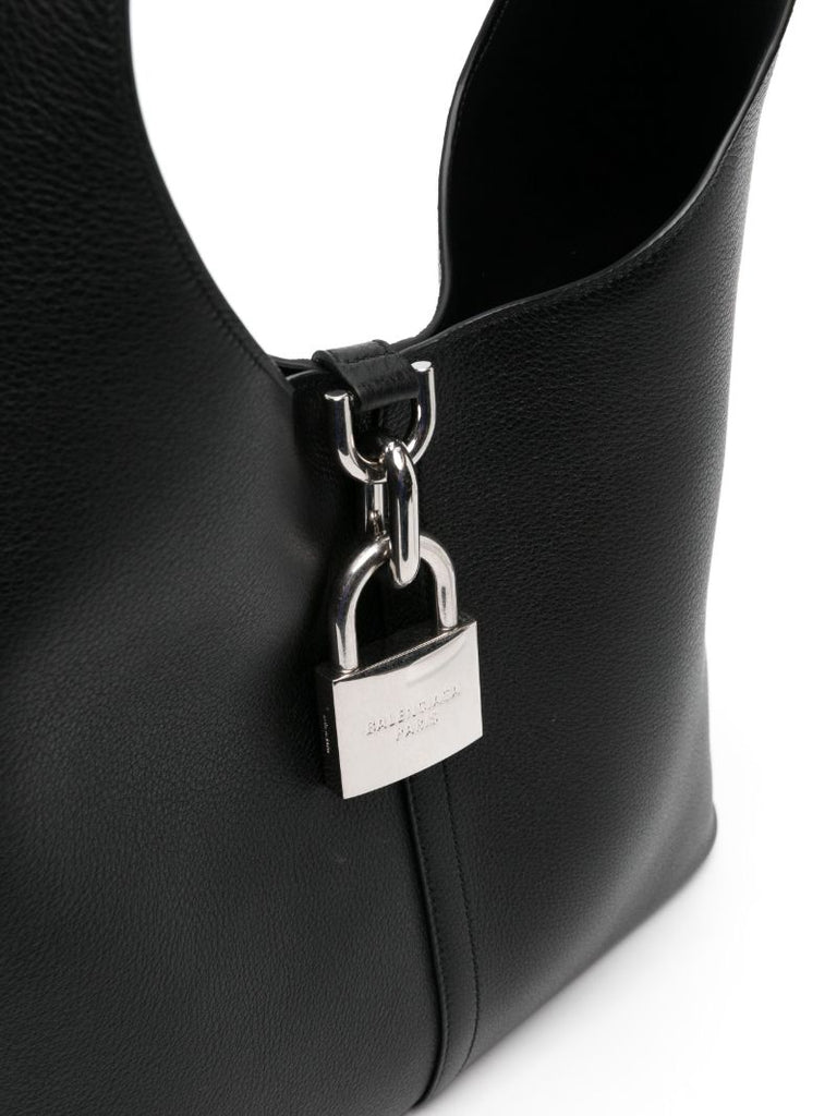 Black Locker Medium Leather Tote Bag