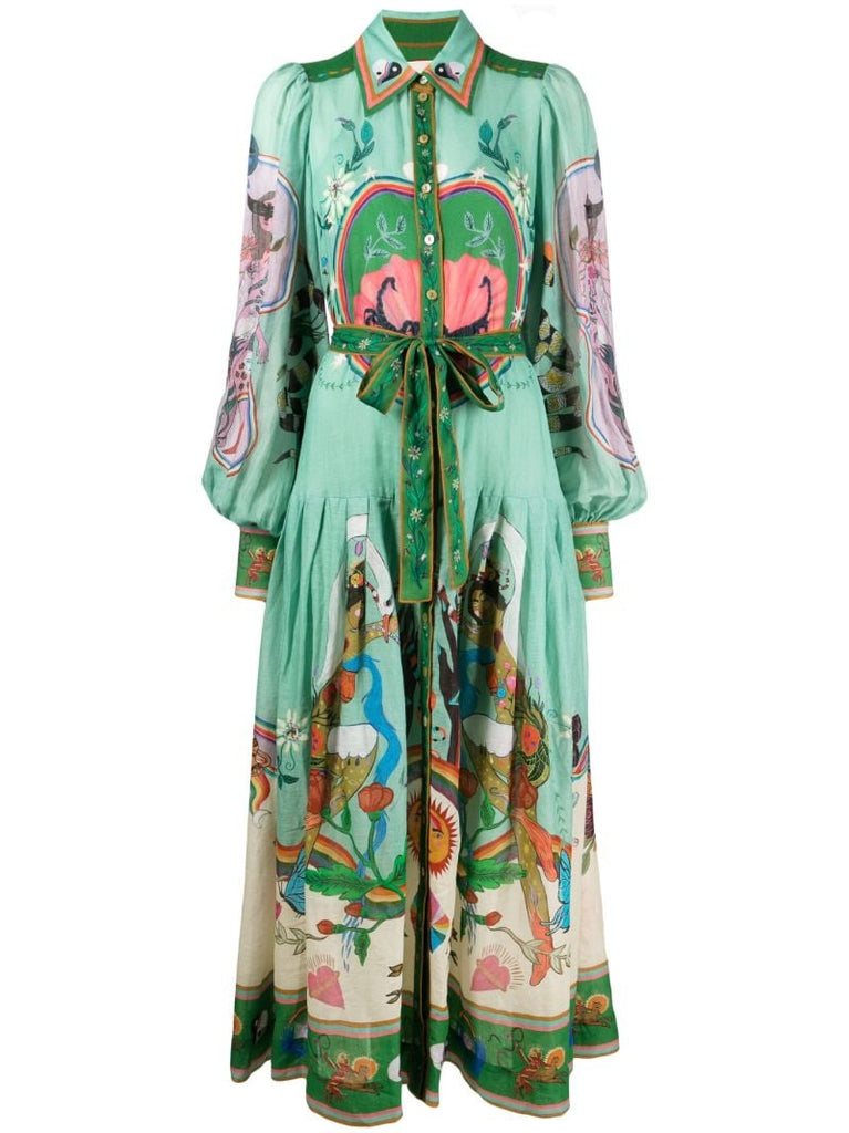 Multicolour Evergreen Artwork-print Dress